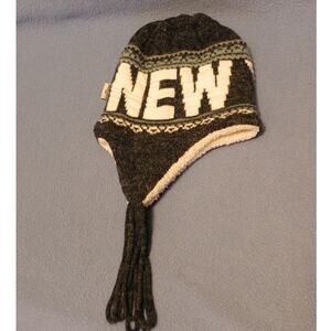 New York Winter Hat Toboggan Wool and Knit Ear Flaps Beanie Hat